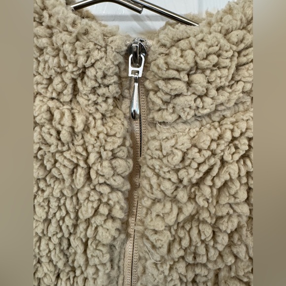 High End San Franpsycho SF Tan Women’s M Crop Fleece Jacket TEAR - Picture 5 of 8